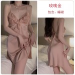 Guiruo backless seductive strap seductive bra pad pajama solid color sweet suspender pajama dress home suit J2708