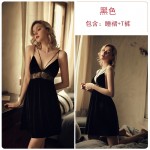 Guiruo Brand Fun Underwear Splice Lace Sexy Hollow Deep V Lace Open Back Sleeping Dress Home Suit 566