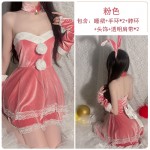 Qiruo Autumn and Winter Sexy Velvet Bra Suspended Dress Rabbit Girl Christmas Dress Sweet and Slim Uniform Fury Set 1953