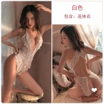 Guiruo Fun Underwear Sexy Solid Color Hollow out Temptation Lace Open Cut Off One Piece Dress Uniform Sexy Set 1736