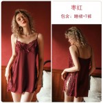 Guiruo Brand European and American Women's Side Split Hollow Suspender Sleeping Dress Lace Lace Sexy Sexy Home Fury 542