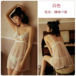 Guiruo Brand's New Spring/Summer Sexy Steel Cup Holder Hollow out Fun Underwear Wave Dot Mesh Sling Sleeping Dress 711