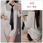 Guiruo Brand Pure Desire Sexy Boyfriend Style Shirt Deep V Loose Large Comfortable Solid Color Women's Homewear 1902