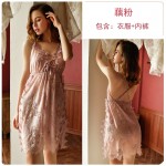 Guiruo Sexy Sexy Home Fur Long Sleeve Ice Silk Large Casual Nightwear Sling Nightwear Nightgown Set 311