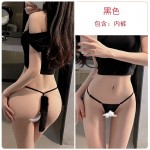 Guiruo Fun Underwear Sexy Perspective Attractive Opening No Take Off Triangle Pants Plush Flirting Tail Female Accessories 1817