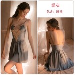 Guiruo New Sexy V-Neck Pajamas with Solid Lace Embroidery Drop Dress and Home Furnishing Set Issued on behalf of 1251