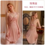 Guiruo New Sexy Women's Autumn and Winter Leisure Dress with Chest Cushion, Hanging Strap, Sleeping Dress, Comfortable Outer Robe, Home Furnishing Set P2731