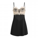 Guiruo Satin Lace Steel Ring Gathering Sexy Backless Quick Buckle Suspender Sleeping Dress Outrobe Home Set 1701