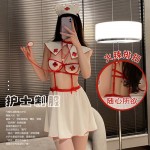 Guiruo Fun Lingerie Sexy Hot Hollow out Temptation Female Open Back Nurse Dress Role Playing Uniform Set 2768