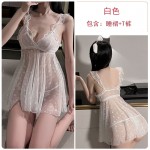 Guiruo Fun Lingerie Sexy Mesh Short Suspender Sleepwear One Size Pajamas Solid Color Uniform Set Issued on behalf of 1849