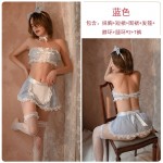 Guiruo brand fun lingerie sexy plaid lace hot three point maid role-playing uniform set 689