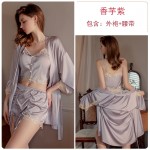 Guiruo Spring/Summer New Suspender Top Fold Drawstring Slim Shorts Lace up Outer Robe Women's Home Furnishing Set 1481