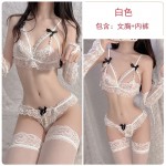 Guiruo Three Point Fun Lingerie Couple Passionate and Sexy Set Flirting Sexy Lace Small Chest Uniform Set 616