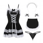 Guiruo Brand Fun Underwear Sexy and Attractive Sweet Beauty Servant Lace Lace Hanging Sleeping Dress Uniform Set 2705