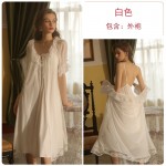 Guiruo Brand Spring and Summer Sexy Mesh Private Room Solid Color Padded Pajamas Outer Robe Women's Home Furnishing Set 1727