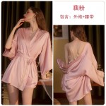 Guiruo Brand Sexy Lace Solid Color Comfortable Nightwear Shorts, Strap Set, Lace up Cardigan, Women's Homewear 1092