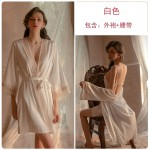 Guiruo brand backless suspender pajamas for women with sexy hollow out seductive lace up long sleeved outerwear home clothing set 1487