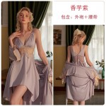 Qiruo Brand Autumn and Winter Sexy Women's Suspended Sleeping Dress Casual and Comfortable Backless Solid Coat Home Furnishing Set 2413