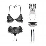 Guiruo Fun Underwear Hot Hollow Perspective Deep V Temptation Passion Three Point Pure Desire Rabbit Girl Uniform Set 469