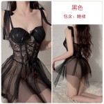 Guiruo Fun Underwear Sexy Steel Ring Chest Cushion Gathered Mesh Perspective Sling Sleeping Dress Pure Desire Uniform Set 3301