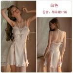 Guiruo Brand's New Sexy Chest Cushion Suspender Pajama Dress Women's Pleated Split Sleepwear Home Furnishing Set Issued on behalf of 1398