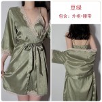 Guiruo Sexy Lace Low Chest Hanging Pajamas Comfortable Lace Up Outer Robe Slim Home Furnishing Women's Set 808