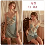 Guiruo Sexy Lace Perspective Temptation Pajamas Cross Back Suspended Sleepwear Home Furnished Women's Set Issued on behalf of 1521