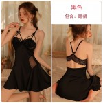 Jue Ruo Sexy Small Chest Show Large Steel Rim Chest Cushion Gathered Ice Silk Sling Sleeping Dress Outer Robe Home Suit Women's Set 3224