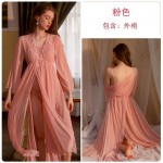 Guiruo Fun Lingerie Sexy Lace Perspective Attractive Comfortable Pure Desire Sling Sleeping Dress Outer Robe Uniform Set 2291