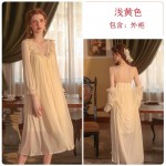 Guiruo brand sexy solid color with bra pad pajamas, mesh long drawstring pajamas, outerwear, home clothing set 2370