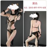 Guiruo Sexy Hollow Out Fun Lingerie Wild Leopard Print Cat Girl Role Playing One Piece Uniform Temptation 801