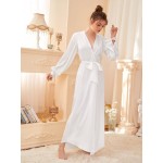 Guiruo European and American Foreign Trade Long Private Room Women's Pajamas Lace up Pajamas Bathrobe Home Furnishing Set AliExpress 9059