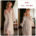 Guiruo brand sexy long style pajamas, solid color polka dot mesh suspender pajamas, outerwear, home clothing set P2513