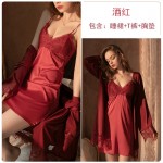 Guiruo Spring/Summer Sexy Lace up Cardigan Solid Lace Hanging Sleeping Dress Small Chest Display Large Home Fur Set 19183