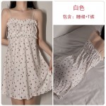 Guiruo Autumn and Winter New Sexy Fragrant Flower Lace up Sweet Hanging Pajama Dress Sleeveless Pajamas Women's Home Furnishing Set 1314