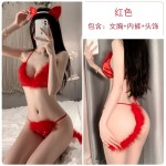 Guiruo Fun Underwear Sexy Perspective Hollow out Three Point Plush Cat Girl Passionate Hot Uniform Set 1948