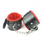 SM Adult Sex Fun Leather Plush Handcuffs Alternative Couple Toy Binding Fun Bed Strap Props