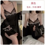 Guiruo Sexy Open Back Temptation Mesh Perspective Satin Slim Fit Slim Slim Sleeping Dress Outer Robe Women's Home Set 1984