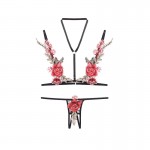 Guiruo Fun Underwear High end Rose Embroidery Sexy Three Point Split Set Sexy Temptation Split Style 153