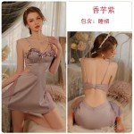 Guiruo Brand's New Open Back Temptation Chest Cushion Gathered Strap Sleeping Dress French Outrobe Home Furnishing Set P3143