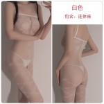 Guiruo Fun Lingerie Sexy Transparent Temptation Hanging Strap Embroidery One Piece Silk Socks Pattern Open Range No Take Off Mesh Cloth 8070