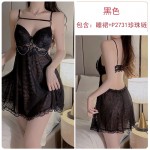 Guiruo Fun Lingerie Sexy Backless Pure Desire Mesh Steel Ring Chest Cushion Gathering Sling Sleeping Dress Uniform Set 1925