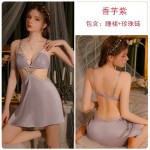 Ruo Ruo Sexy Satin Lace and Chest Cushion Gathered Hollow Out Slim Slim Slim Slim Slim Slim Slim Slim Slim Sleeping Dress Outer Robe Women's Home Set 3431