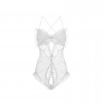 Guiruo Pure Desire Wind Perspective Mesh Bodysuit Open Crotch Sweet Bow Tie Hot Women's Fun Set 2723