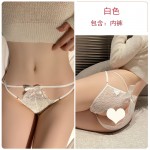 Guiruo Fun Lingerie Hot Lace Perspective Attractive Bow Knot Underwear Open Cut Off Low Waist Triangle Pants 2177