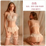 Guiruo Fun Underwear Sexy Chiffon Perspective Hollow out Temptation Three Point Maid Uniform Bed Set Sent on behalf of 104