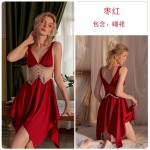 Guiruo Pure Desire French Private Nightwear Lace Perspective Temptation Backless Suspended Dress Outer Robe Home Suit Set 2413