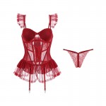 Guiruo Fun Lingerie Sexy Mesh Perspective Attractive Vest Steel Ring Gathering Chest Cushion Detachable Uniform Set 1738