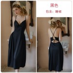 Guiruo French Sexy Backless Temptation Long Pajamas Simple Chest Cushion Suspender Sleeping Dress Home Suit J3283