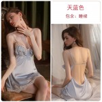 Guiruo New Sexy Nightwear Lace Steel Ring Suspender Nightwear Outer Robe Set with Chest Cushion Homewear Set 1712